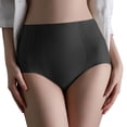 thumbnail image 1 of KHONTS Women's Seamless Thin Underpants Tummy Tuck Hip Lifting Shaping Underwear High Waist Panties Black L, 1 of 4