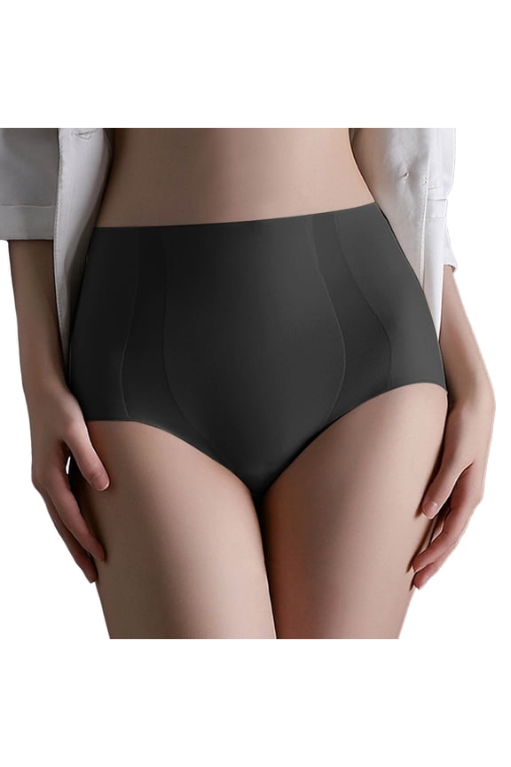 Women's Seamless Thin Underpants Tummy Tuck Lifting Shaping Underwear High Waist Panties Black XL