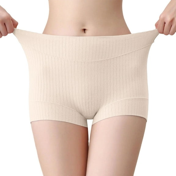 KHONTS Women's Seniors Plus Size Ribbed Panties Comfy Soft Seamless Full Coverage Boxer Brief High Waist Tummy Control Briefs Grey XXXXXL