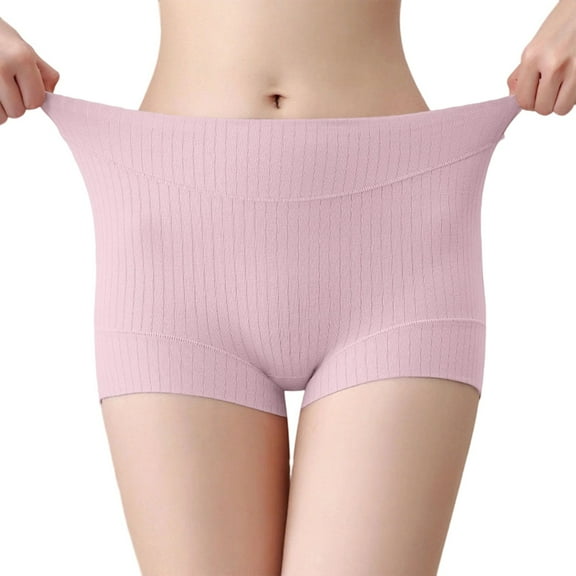 KHONTS Women's Seniors Plus Size Ribbed Panties Comfy Soft Seamless Full Coverage Boxer Brief High Waist Tummy Control Briefs Purple XXL