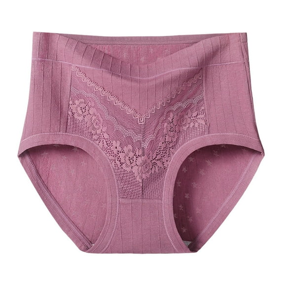KHONTS Women's Seniors Underwear High Waisted Panties Soft Full Coverage Briefs Tummy Control Underpants Hot Pink XXL