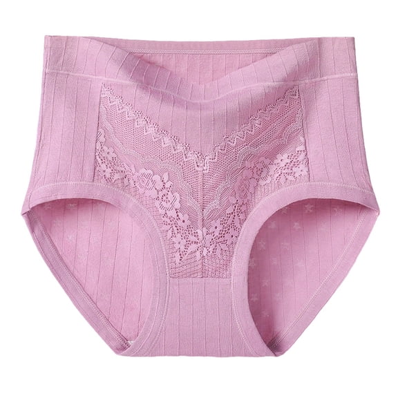 KHONTS Women's Seniors Underwear High Waisted Panties Soft Full Coverage Briefs Tummy Control Underpants Purple XL