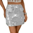 thumbnail image 1 of KHONTS Women's Sequin Sparkly Skirt Low Waist Bodycon Party Club Shorts Mini Micro Glitter Skirts Rave Outfit White XL, 1 of 7
