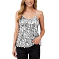 thumbnail image 1 of KHONTS Women's Sequin Tops Glitter Party Strappy Tank Top Sparkle Cami White XL, 1 of 5