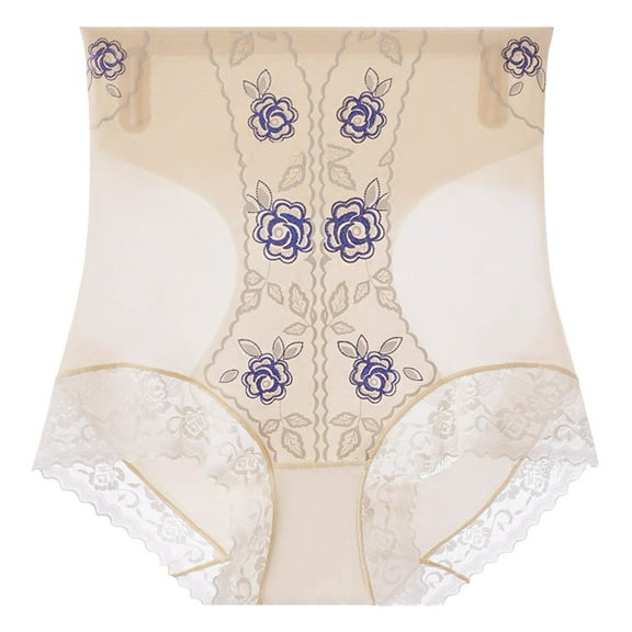 KHONTS Women's Shapewear Briefs High Waist Thin Lift Panties Tummy Control Underpants Full Coverage Pants Beige XL