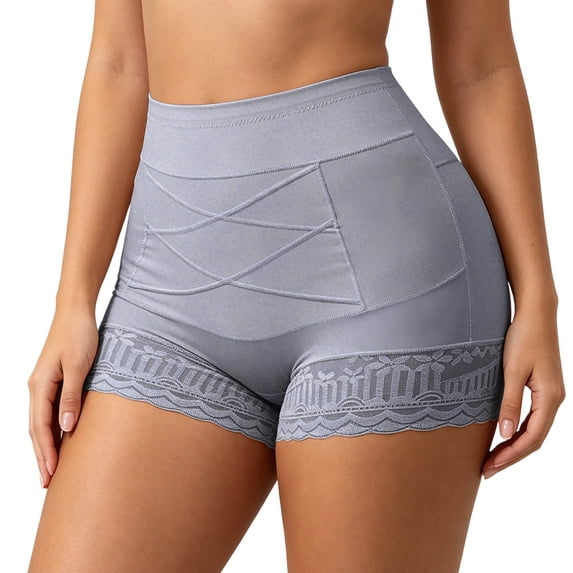 KHONTS Women's Shapewear Tummy Control Underwear High Waisted Girdle Body Shaper Stretch Full Coverage Shorts Grey XL
