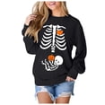 thumbnail image 1 of KHONTS Women's Skeleton Halloween Maternity Sweatshirts Crewneck Pullover Tops Pregnancy Announcement Tee Tops Black XXL, 1 of 5
