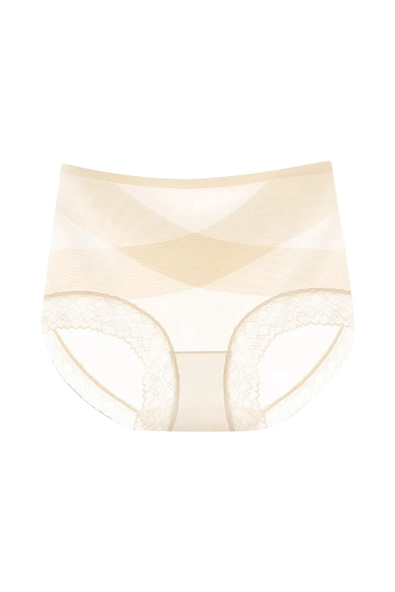 Women's Soft Comfort Thin Panties Leak Proof Comfort Shaping Underwear Seamless High-Waist Underpants Beige L