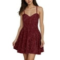 thumbnail image 1 of KHONTS Women's Spaghetti Straps Sequin Homecoming Dresses for Teens A-Line Short Prom Party Dress Wine L, 1 of 8