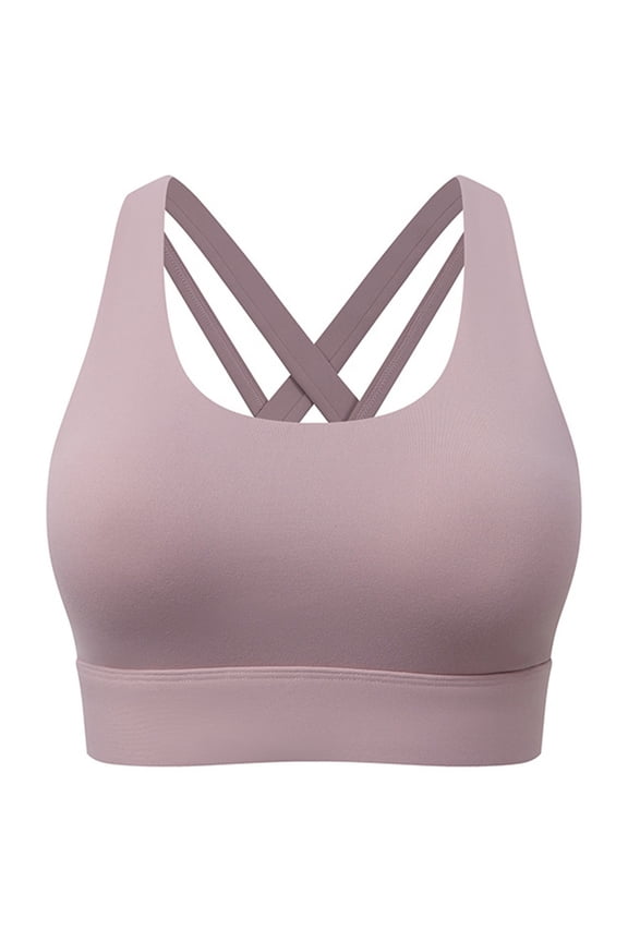 ,Women's Sports Bras Criss-Cross Back Padded Strappy Sports Bras Support Yoga Bralettes Pink XL