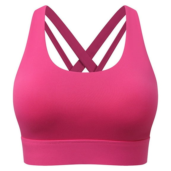 KHONTS,Women's Sports Bras Criss-Cross Back Padded Strappy Sports Bras Support Yoga Bralettes Red XL
