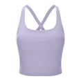 thumbnail image 1 of KHONTS Women's Strap Yoga Sports Bras Padded Criss Cross Back Fitness Athletic Running Tank Tops Purple L, 1 of 8