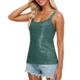 thumbnail image 1 of KHONTS Women's Summer Fashion Sequin Tanks Tops Sparkle Slim Fit Camisole Sleeveless Vest Lightweight Shimmer Tunic Tops Green M, 1 of 8