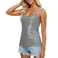 thumbnail image 1 of KHONTS Women's Summer Fashion Sequin Tanks Tops Sparkle Slim Fit Camisole Sleeveless Vest Lightweight Shimmer Tunic Tops Grey XXL, 1 of 8