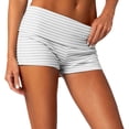 thumbnail image 1 of KHONTS Women's Summer Low Waist Home Shorts Fold over Pajamas Shorts Strip Casual Pj Bottom Sleep Shorts Light Gray L, 1 of 5