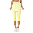 thumbnail image 1 of KHONTS Women's Tennis Skirt Leggings High Waist Tummy Control Athletic Yoga Capri Golf Pants Workout Clothing Yellow XL, 1 of 7