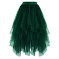 thumbnail image 1 of KHONTS Women's Tulle Skirts High Low Layered Puffy Fairy Skirts Midi Length Irregular Tutu Skirt Dark Green S, 1 of 4