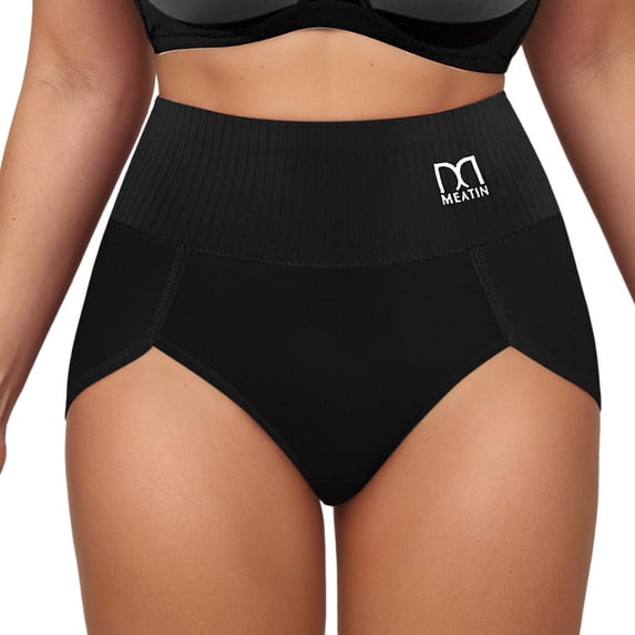 KHONTS Women’s Tummy Control Mid Waist Hipster Panties High Cut Briefs Soft Comfy Breathable Underwear Black S