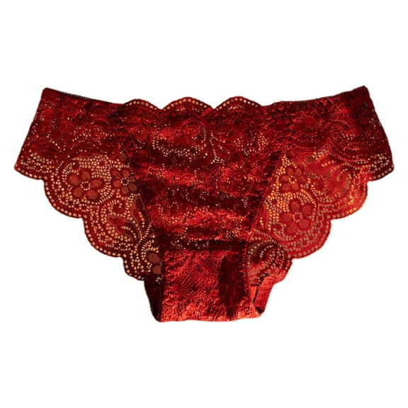 KHONTS Women's Underwear Lace Mesh Sheer Mid Waisted Underpants See Through Seductive Pants L