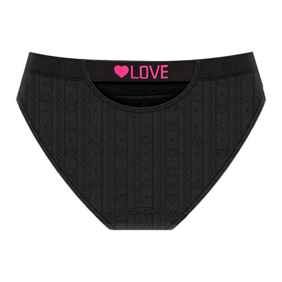 KHONTS Women's Underwear Letter Printed Waistband Full Coverage Briefs Mid Waisted Breathable Underpants Black XXL