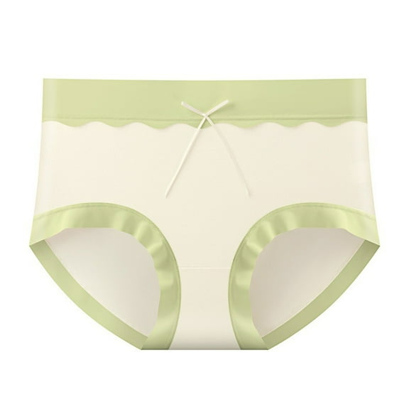 KHONTS Women’s Underwear Panties Ruffled Light Thin Bow Knot Cute Japanese Underwear Light Green L