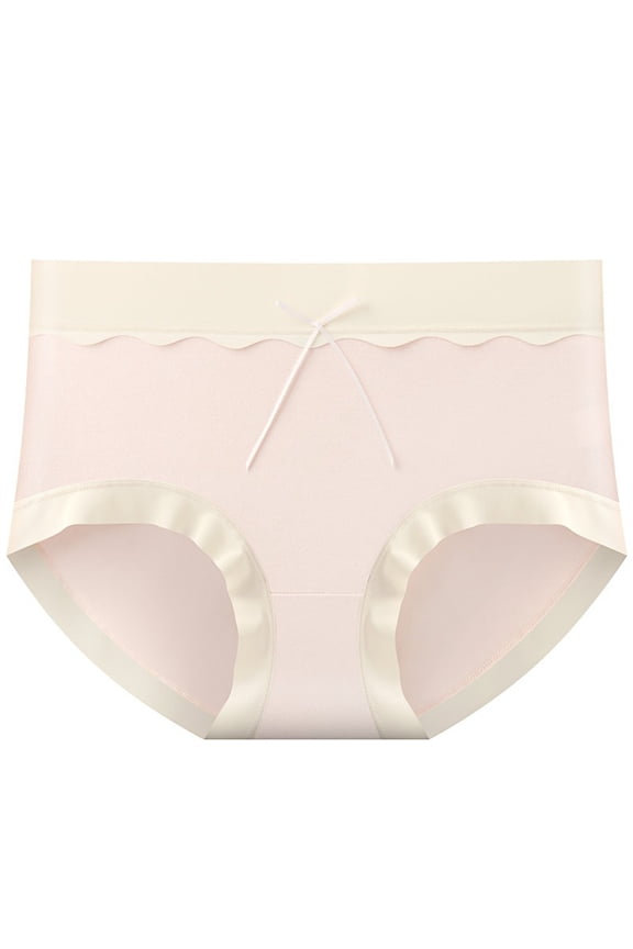 Women’s Underwear Panties Ruffled Light Thin Bow Knot Cute Japanese Underwear Light Pink XL