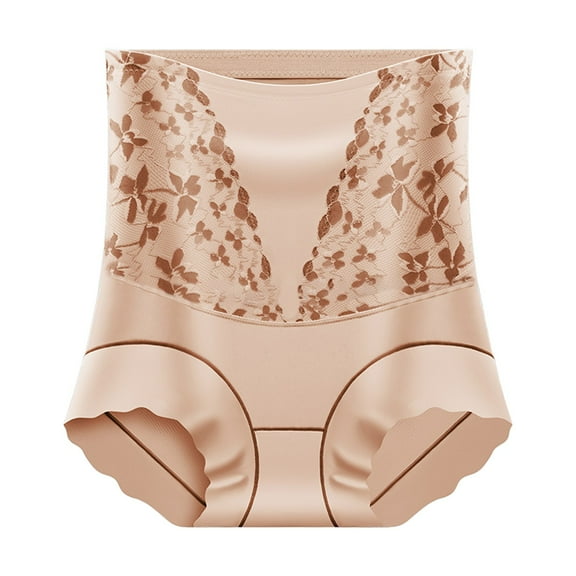 KHONTS Women's Underwear Tummy Control Shapewear Shorts Mid Waisted Panties Waist Trainer Bodyshaper Briefs Beige XL