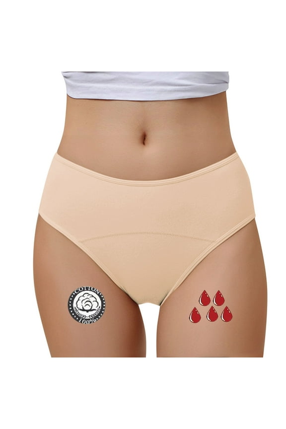 Women's Washable Urinary Incontinence Potective Underwear Leak Proof Absorbent Panties Soft Breathable Underpants Beige M