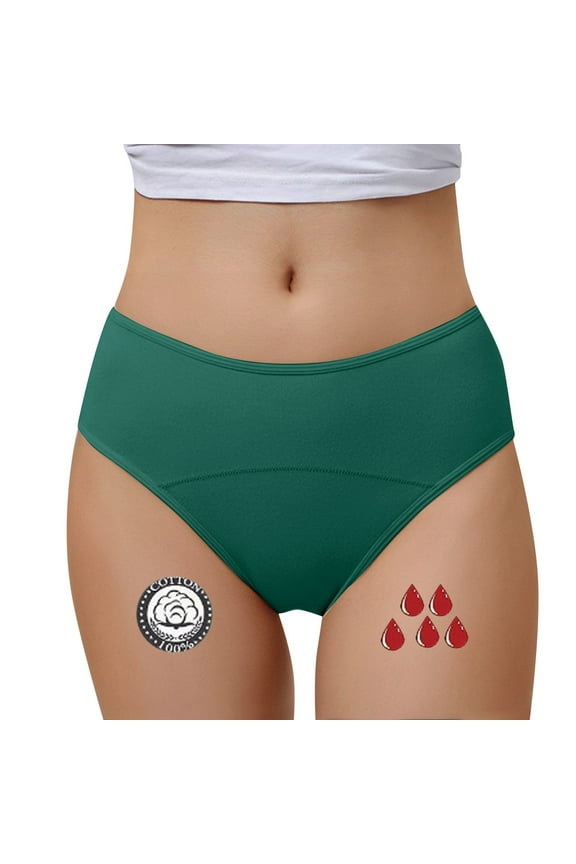 Women's Washable Urinary Incontinence Potective Underwear Leak Proof Absorbent Panties Soft Breathable Underpants Green XXXXL