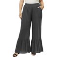 thumbnail image 1 of KHONTS Women's Wide Leg Pants Flowy Boho Elastic High Waist Ruffle Hem Palazzo Pants Plus Size Pleated Vacation Pants GY1 XXXL, 1 of 4