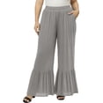 thumbnail image 1 of KHONTS Women's Wide Leg Pants Flowy Boho Elastic High Waist Ruffle Hem Palazzo Pants Plus Size Pleated Vacation Pants GY2 XXXL, 1 of 4