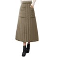 thumbnail image 1 of KHONTS Women's Winter Elastic Waist A-Line Quilted Midi Long Insulated Skirt with Pockets Green M, 1 of 8