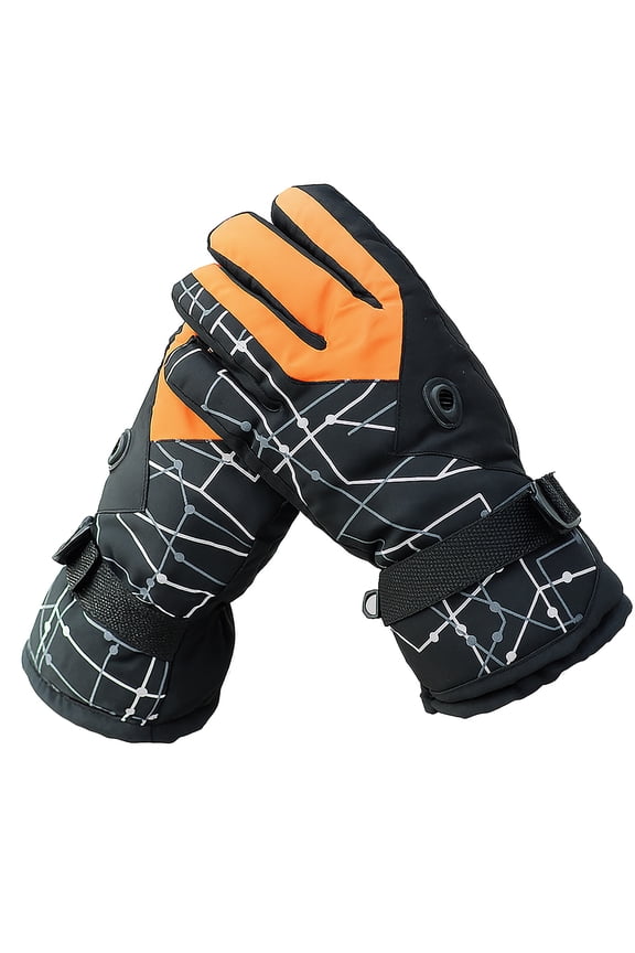 Women's Winter Ski Gloves Waterproof Windproof Snow Gear for Cold Weather Outdoor Activities Orange One Size
