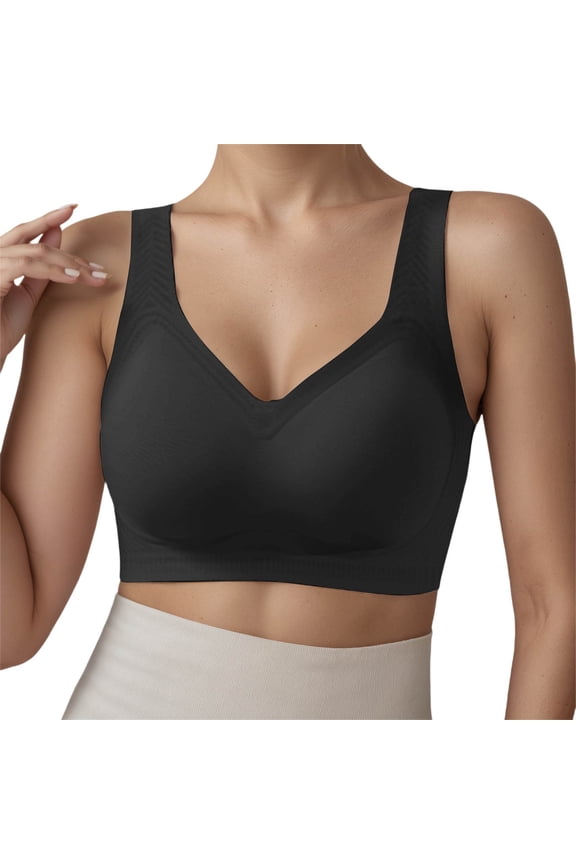 ,Women's Wireless Seamless Bras Push up Full Coverage No Underwire Bra Everyday Regular and Plus Size Bralettes Black XXXXXL