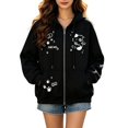 thumbnail image 1 of KHONTS Women's Y2k Zip up Cute Graphic Hoodies Casual Cartoon Harajuku Clothes Oversize Streetwear Jacket Black M, 1 of 4