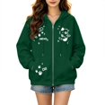 thumbnail image 1 of KHONTS Women's Y2k Zip up Cute Graphic Hoodies Casual Cartoon Harajuku Clothes Oversize Streetwear Jacket Green M, 1 of 4