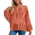 thumbnail image 1 of KHONTS Women's off the Shoulder Sweater Oversized Long Lantern Sleeve Pullovers Fall Outfits 2025 Knit Tops Orange XS, 1 of 4