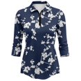 thumbnail image 1 of KHONTS Womens 3/4 Sleeve Polo Shirts Sun Protection Zip up Golf Shirt Tennis Tops Athletic Outfits Activewear Dark Blue XL, 1 of 4