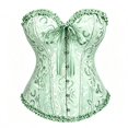 thumbnail image 1 of KHONTS Womens Waist Cincher Bustier Lace up Strapless Renaissance Boned Corset Floral Overbust Light Green XXXXL, 1 of 2