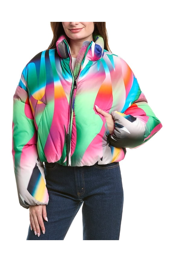 womens Joy Cropped Puffer Jacket, 0, Blue