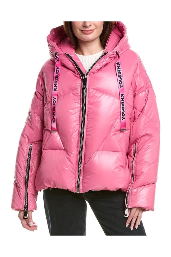 womens  Khris Iconic Shiny Puffer Jacket, 0, Red