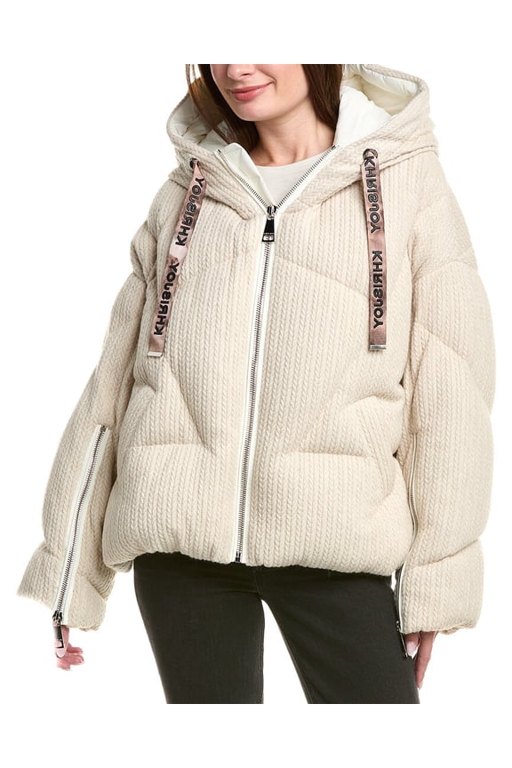 womens  Khris Knitted Puffer Jacket, 1, White