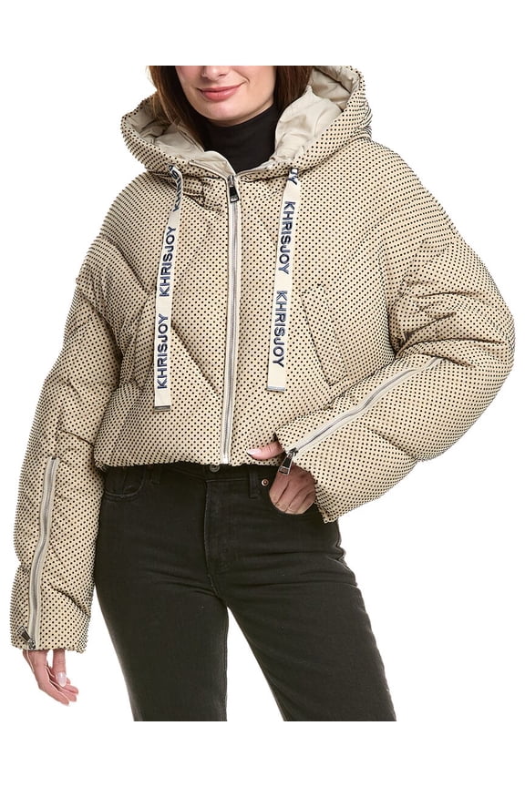 womens  Khris Rhinestone Crop Puffer Down Jacket, 1, Brown