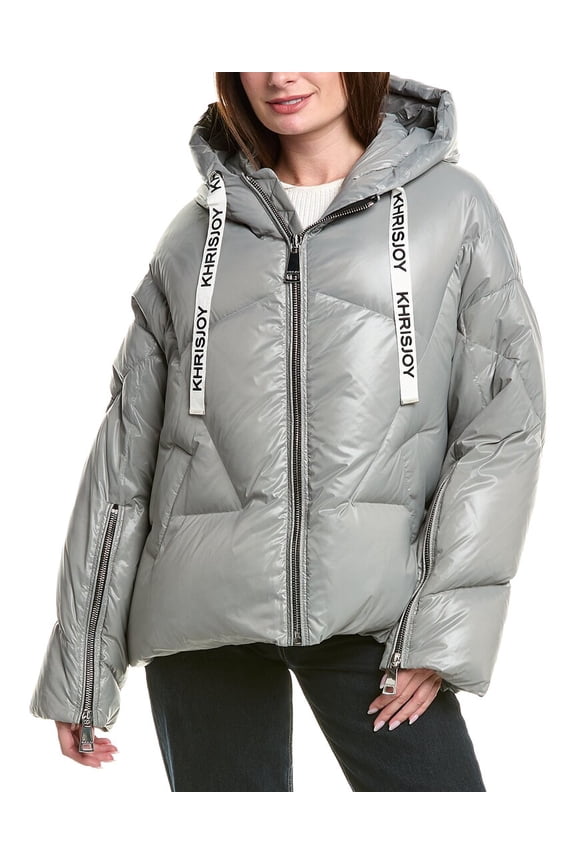womens Khris Shiny Down Jacket, 000, Gray