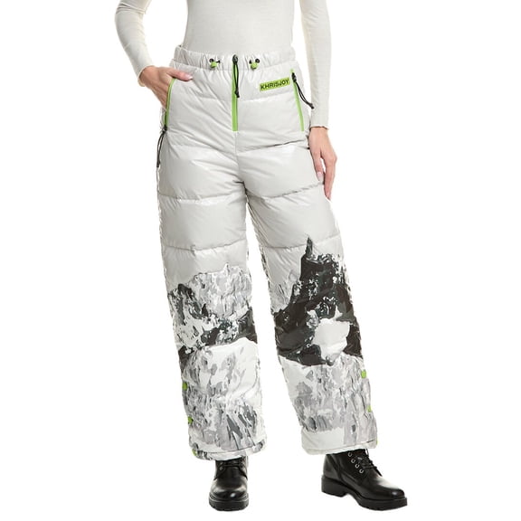 KHRISJOY womens  Ski Mountain Monte Puffer Down Pant, 2, White