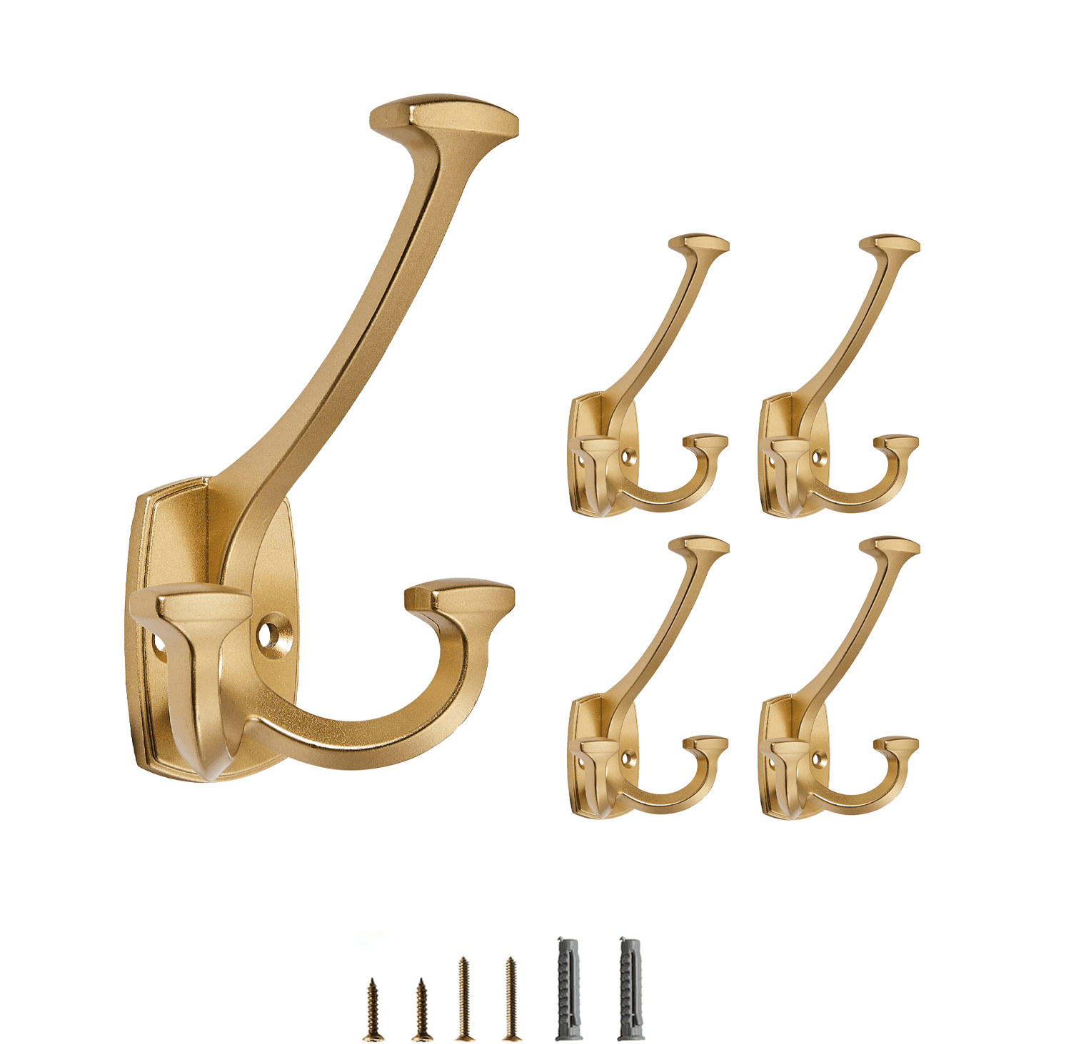 KHTUMEWARE Large Wall Double-Sided Hook 5 Pack Gold Hook Decorative ...