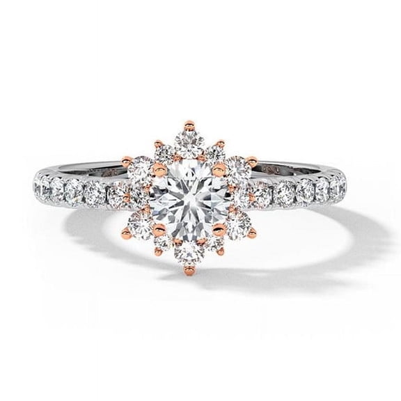 KHUSHI GEMS 1 Carat Round Brilliant Cut White Moissanite Engagement Ring, 925 White Gold-Plated, Promise Ring