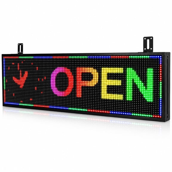 KHUSINA Programmable LED Sign,P10-39x14 inches,Full Color Digital Display,WiFi Control,Scrolling Message Board for Business
