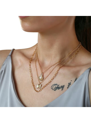 KI-8jcuD Gold Layer Necklace Jewelry Stainless Steel Women Light