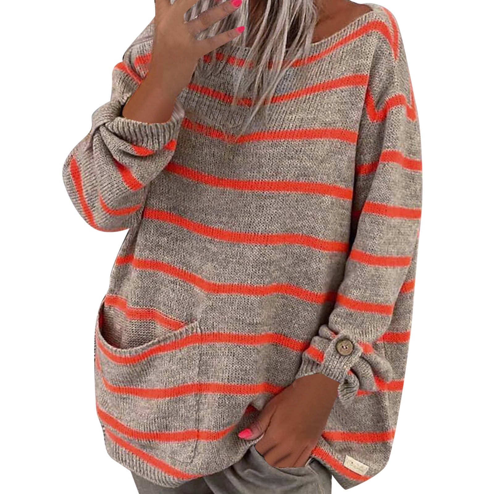 KI-8jcuD Solid Color Contrast Stripe Pullover Round Neck Loose Sweater for  Women Old New Borrowed Women Sweatshirt Heart Outline Sweatshirt M3 Sweater  Shawl for Men Christmas Sweater Mens Oversized - Walmart.com